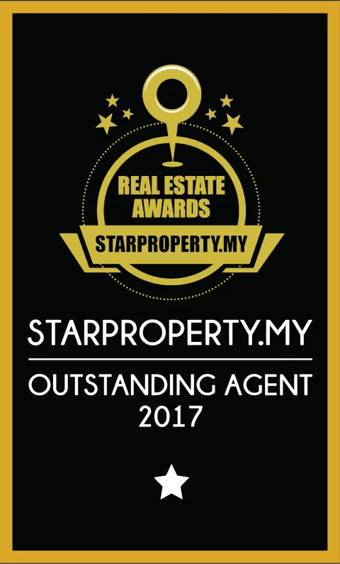 StarProperty.my Outstanding Agent 2017 badge, gold on black