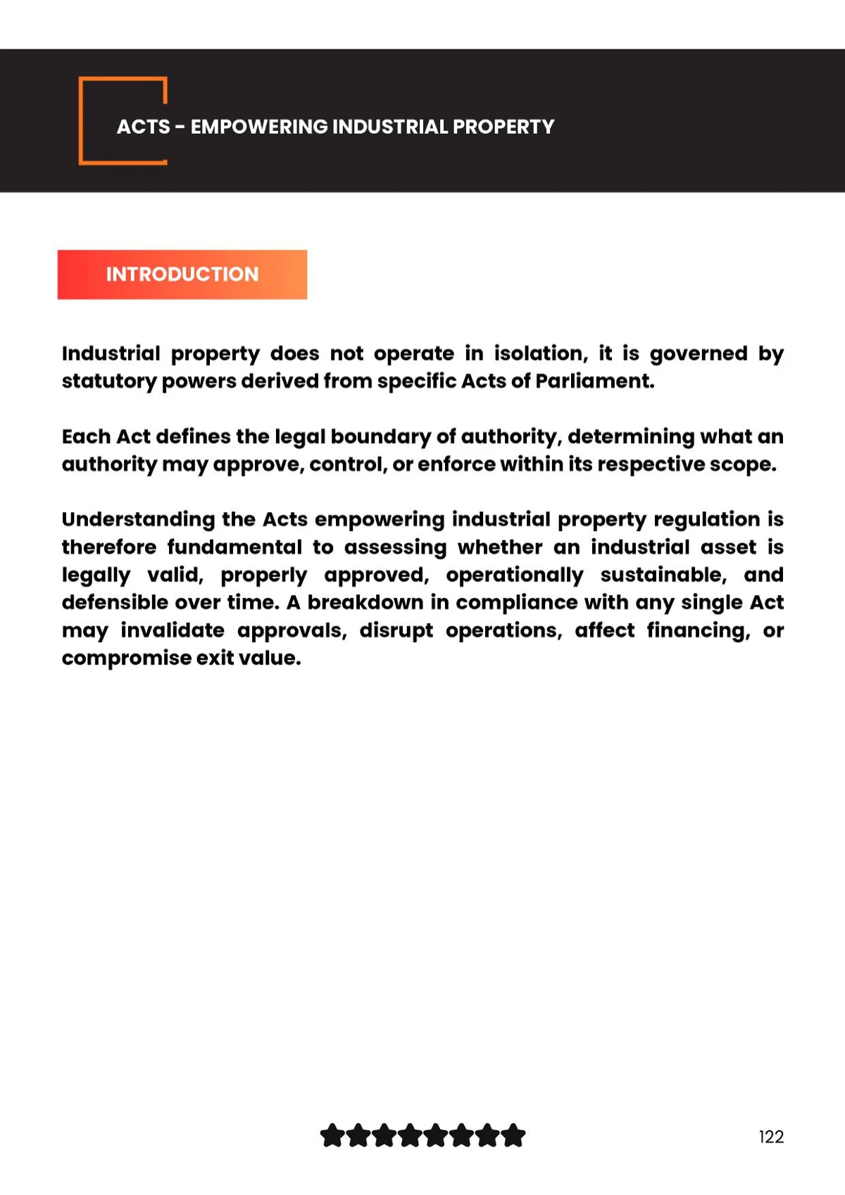 Book page introducing the Acts governing industrial property